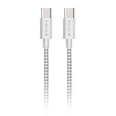 HyperGear 4 ft. 120cm USB-C to USB-C Braided Charge and Sync Cable - White