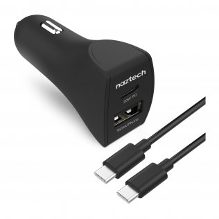 Naztech 20W USB-C PD + 12W USB-A Fast CLA Car Charger with USB-C to USB-C Cable