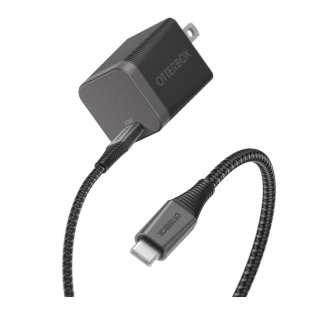 Otterbox 30W USB-C GAN Premium Pro Wall Charger w/200cm USB-C to USB-C Braided Cable - Black
