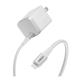 Otterbox 30W USB-C GAN Premium Pro Wall Charger w/200cm USB-C to Lightning Braided Cable - White