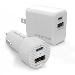 HyperGear 20W White Dual Port USB-A + USB-C CLA + Wall Charger Bundle Pack