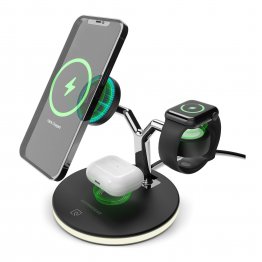 HyperGear 26W MaxCharge 3-in-1 Wireless Charging Stand Compatible with MagSafe - Black